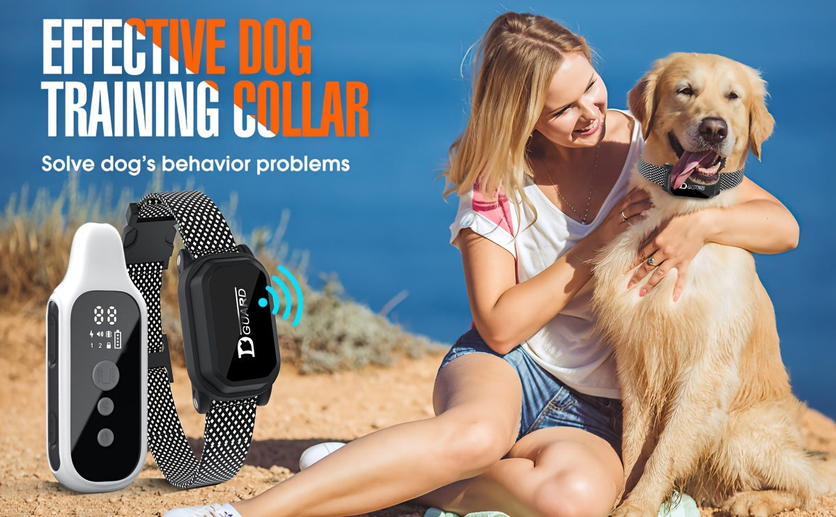 Dog Training Collar D80 with Remote Control, Rechargeable Black Adjustable Nylon Collar with Listed Beep and Vibration Modes for Supervised Single-Dog Sessions