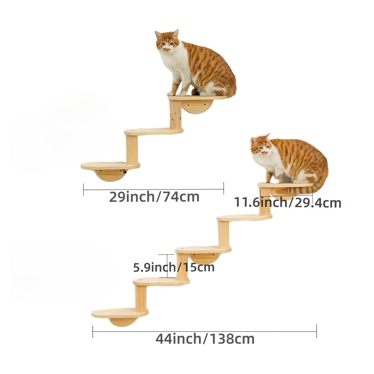 Cat Wall Climbing Frame with 3 or 5 Levels, Solid Wood Wall-Mounted Cat Furniture for Indoor Scratching and Play, Optional Hammock Combination