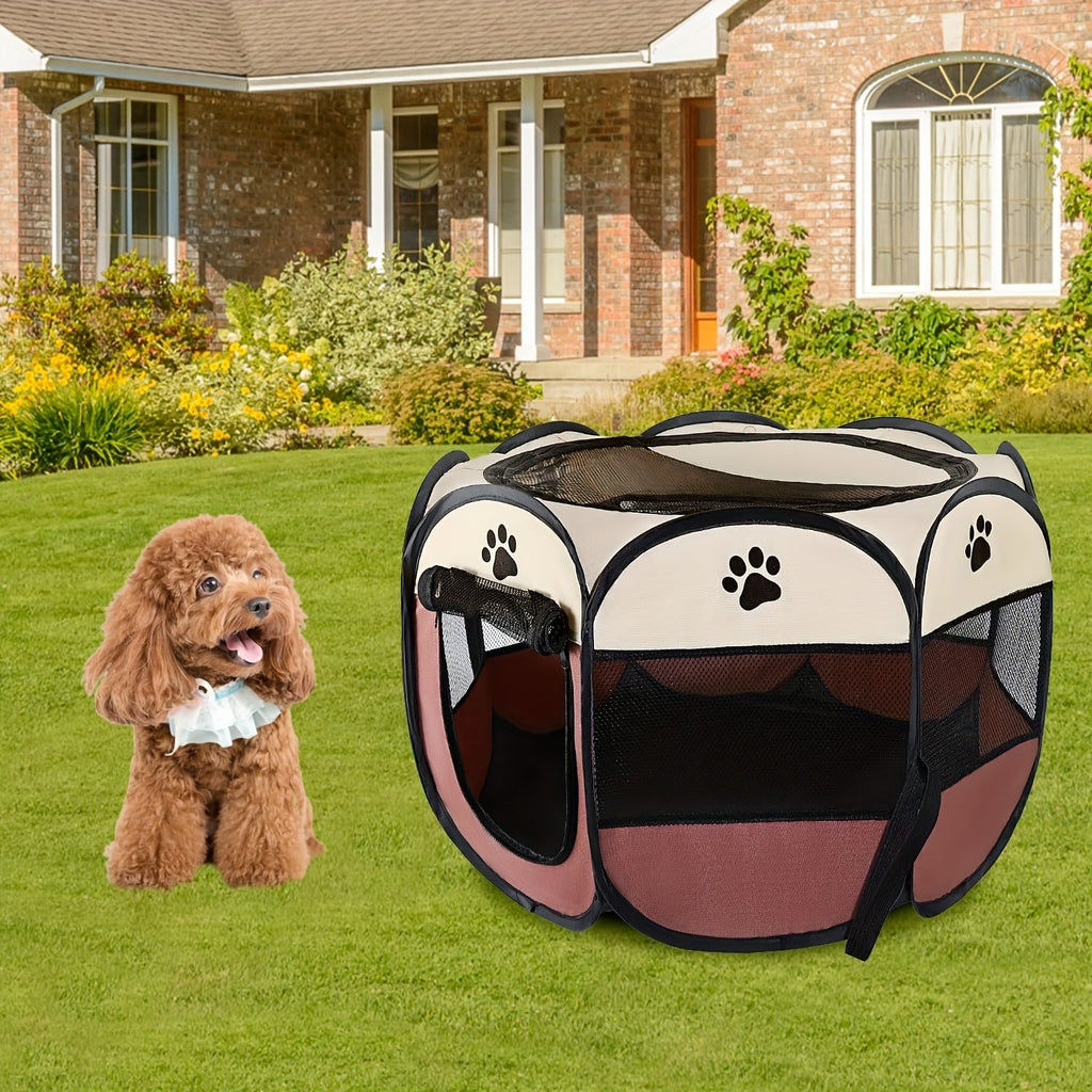 Pop Up Dog Playpen with Removable Zipper Top and Carrying Case, Portable Indoor Outdoor Pet Tent for Puppies, Small Dogs, Cats and Rabbits