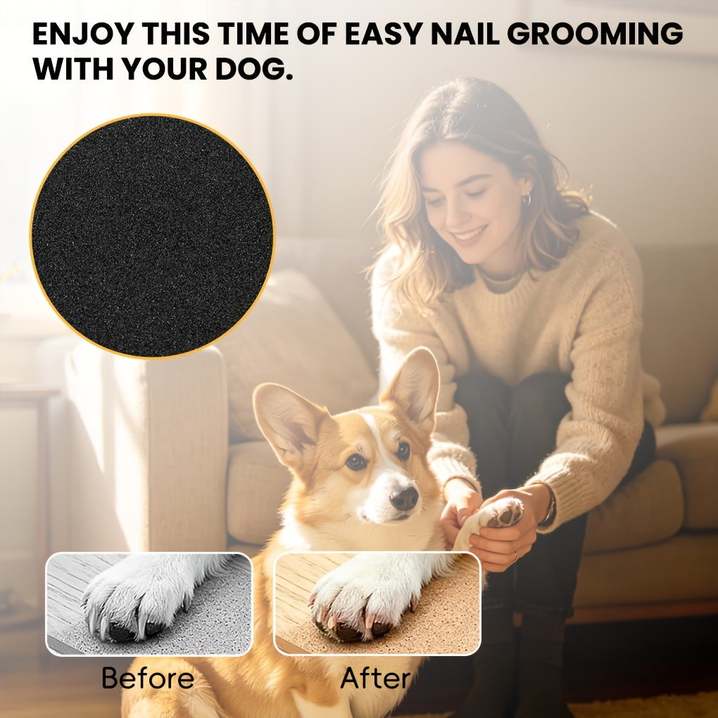 Dog Nail Scratch Pad with Treat Drawer, Interactive Paw Filing Board for Reward-Based Home Grooming, Board and Replacement Sandpaper Options