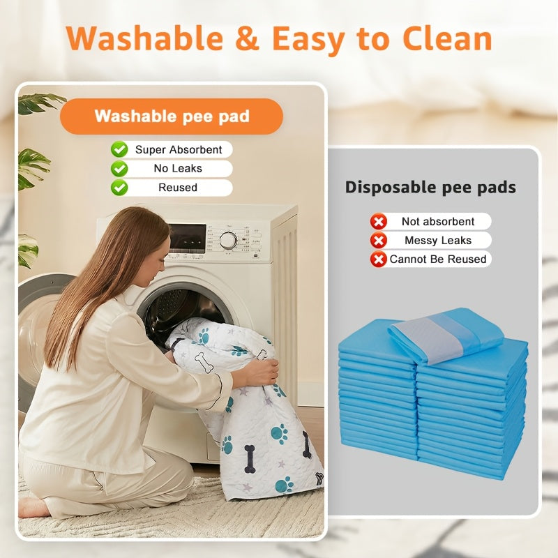 Reusable Dog Pee Pads with Four-Layer Design, Machine Washable Non-Slip Puppy Training Mats in Seven Size Options for Floors, Crates and Playpens