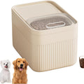 Pet Food Storage Container with Openable Window, White Airtight Cat and Dog Food Bin with Tight-Sealing Lid for Everyday Feeding Area Organization