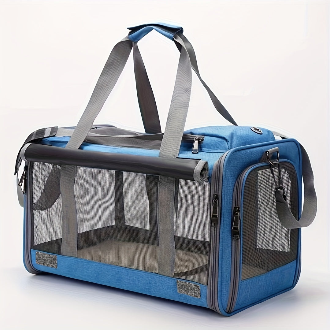 Cat Carrier Travel Set for Cats and Small Dogs, Soft-Sided Breathable Collapsible Pet Bag with Bowl, Collar or Pet Glove Bundle Options