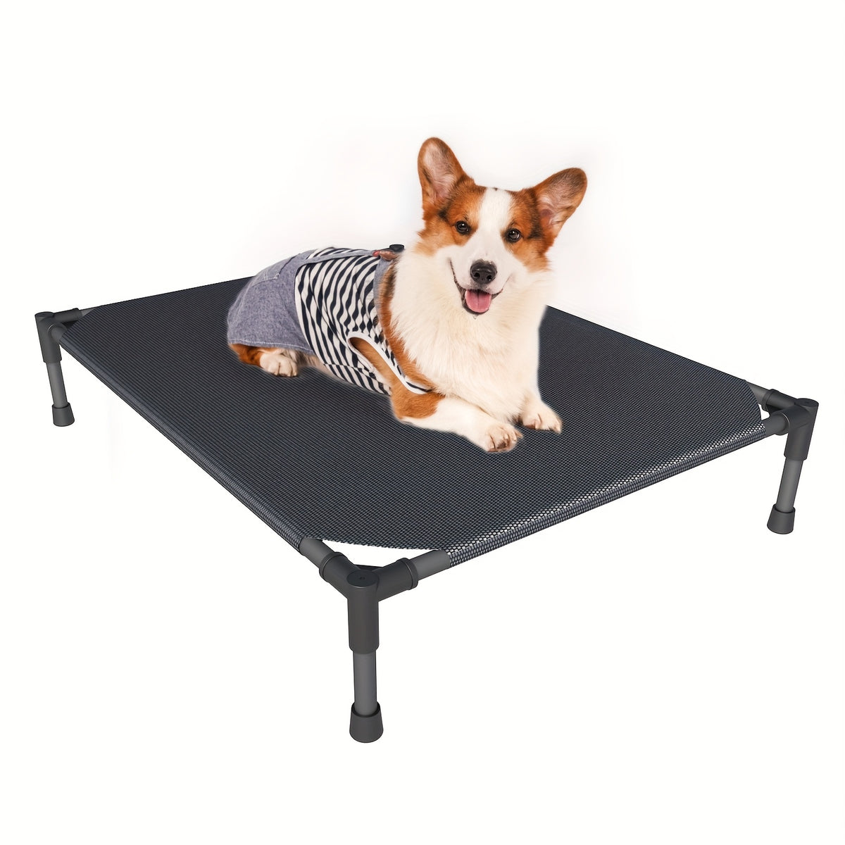 Elevated Dog Bed for Large Dogs, Cooling Outdoor Dog Cot with Breathable Mesh, Tool-Free Assembly Washable Raised Pet Bed with Anti-Slip Feet for Indoor and Outdoor Use, Portable Camping Cot for Summer
