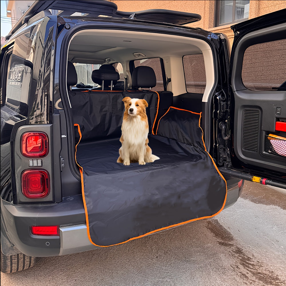 Dog Cargo Liner with Orange Trim and Side Flaps, Pet Trunk Cover for SUVs and Cars, Rear Interior Protector for Everyday Travel