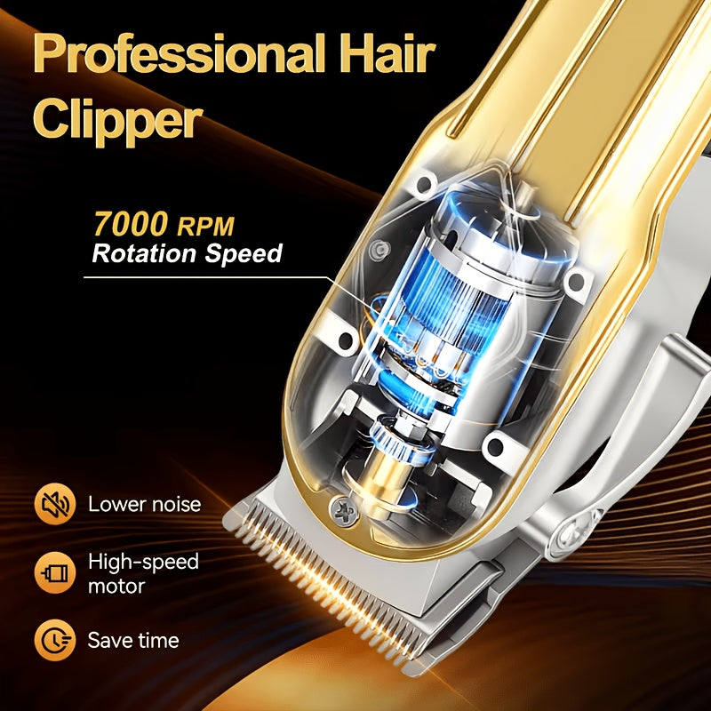 Cordless Horse Clippers with LCD Display, Rechargeable Gold Grooming Trimmer with Adjustable Blade and Separate Pink Pet Clipper Option