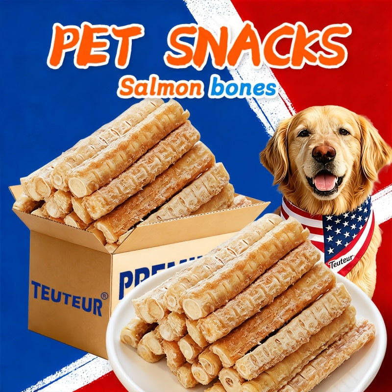 Salmon Bone Dog Treats, 80g Freeze-Dried Crunchy Fish Snacks for Small and Medium Dogs, Supervised Reward Treats for Everyday Treat Time
