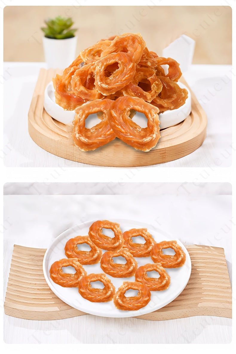 Chicken Jerky Rings for Dogs, 120g Rawhide-Free Grain-Free Chicken Breast Dog Treats for Supervised Training Rewards and Everyday Chewy Snacks