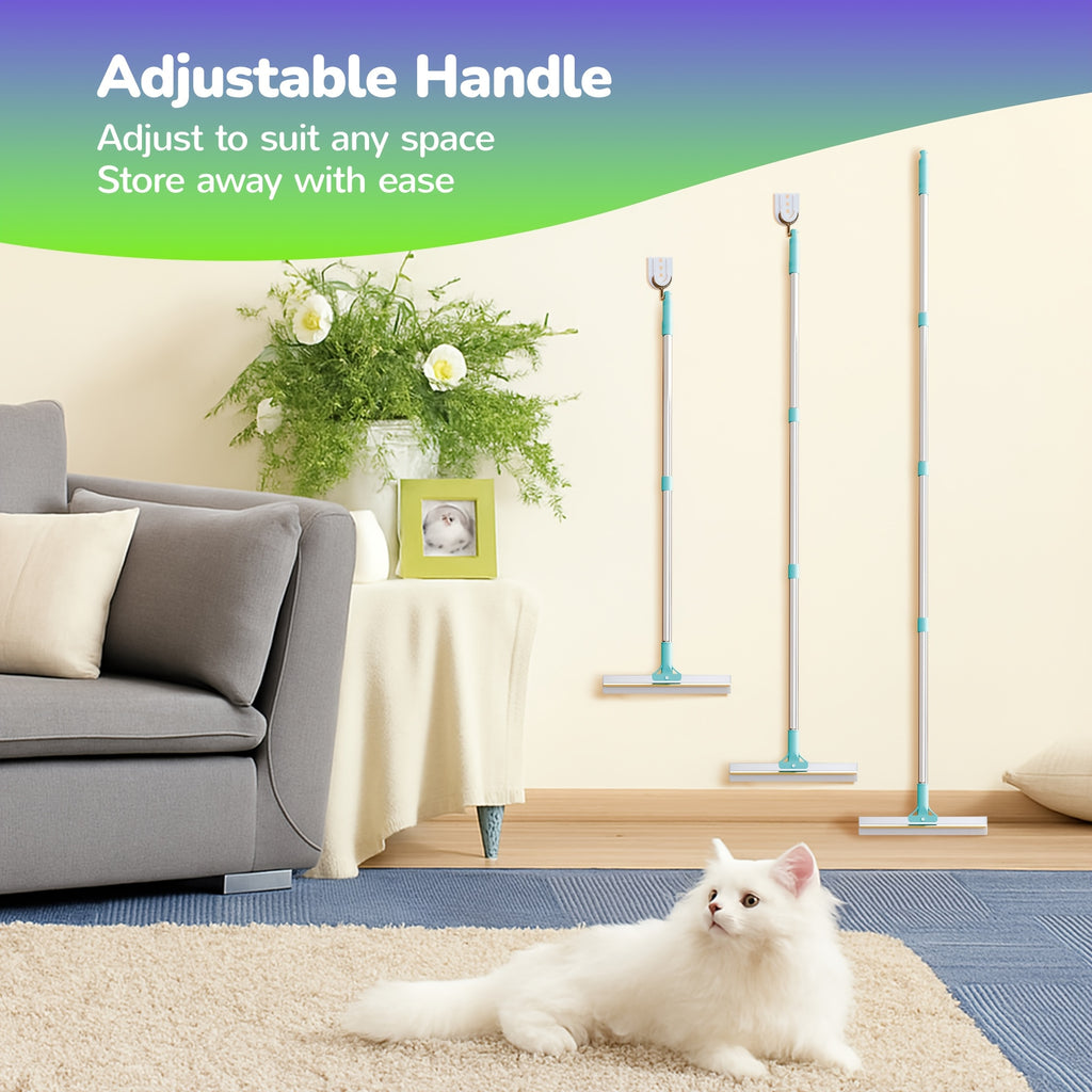 Carpet Rake for Pet Hair Removal with 51-Inch Handle, Dog Hair Remover Tool for Rugs, Stairs and Upholstery, Everyday Home Cleaning