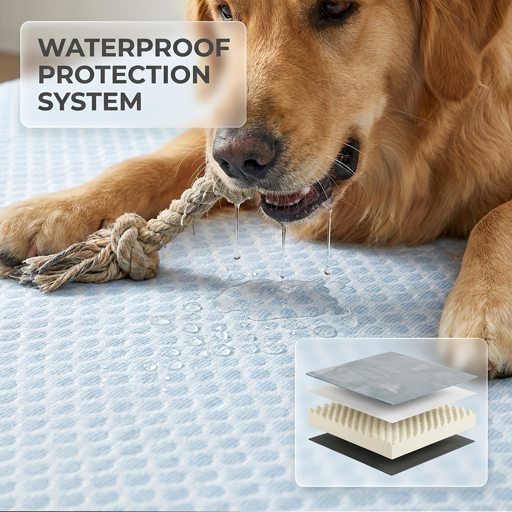 Double-Sided Orthopedic Dog Bed with Egg Crate Foam, Removable Washable Cover and Anti-Slip Base, Gray Crate Mat, 22.05 x 35.04 Inches