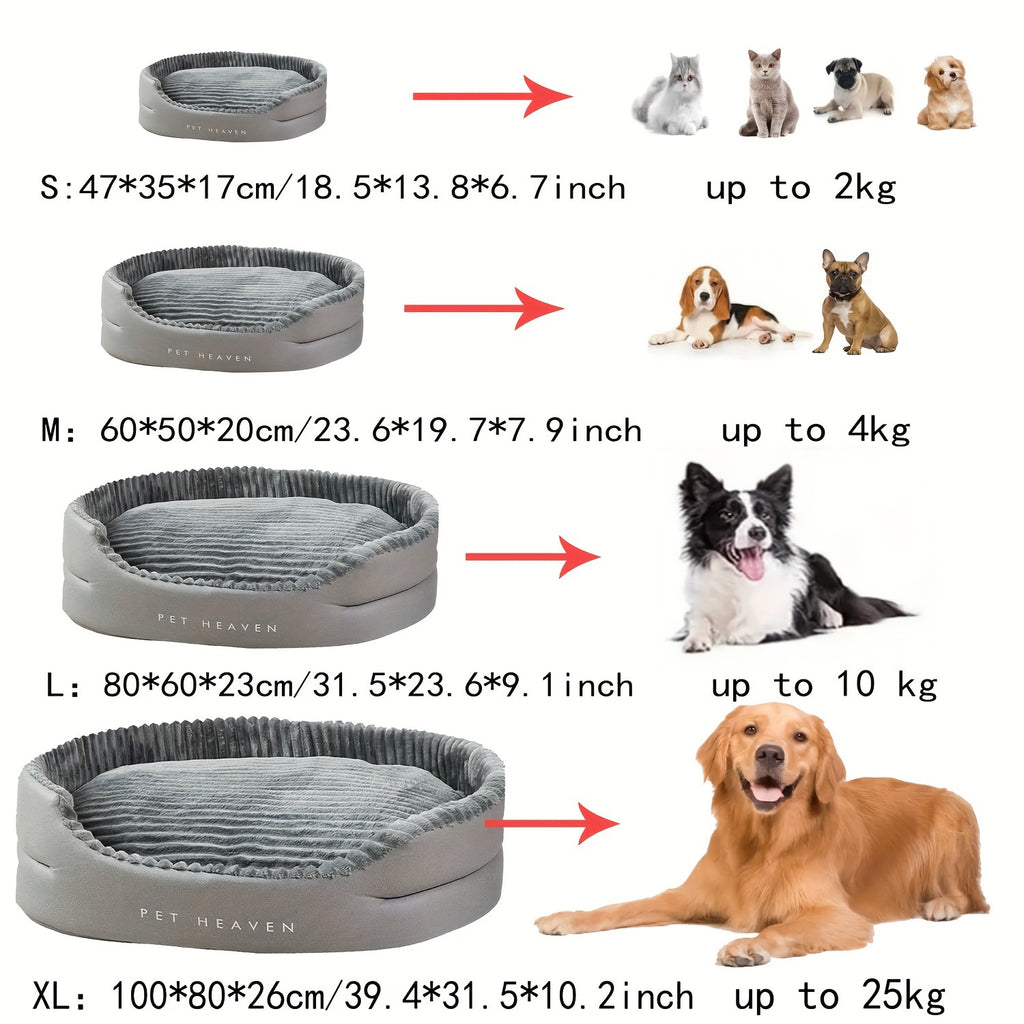 Reversible Dog Bed with Removable Mat, Washable Pet Lounger with High and Low Surfaces for Year-Round Rest in Four Size Options