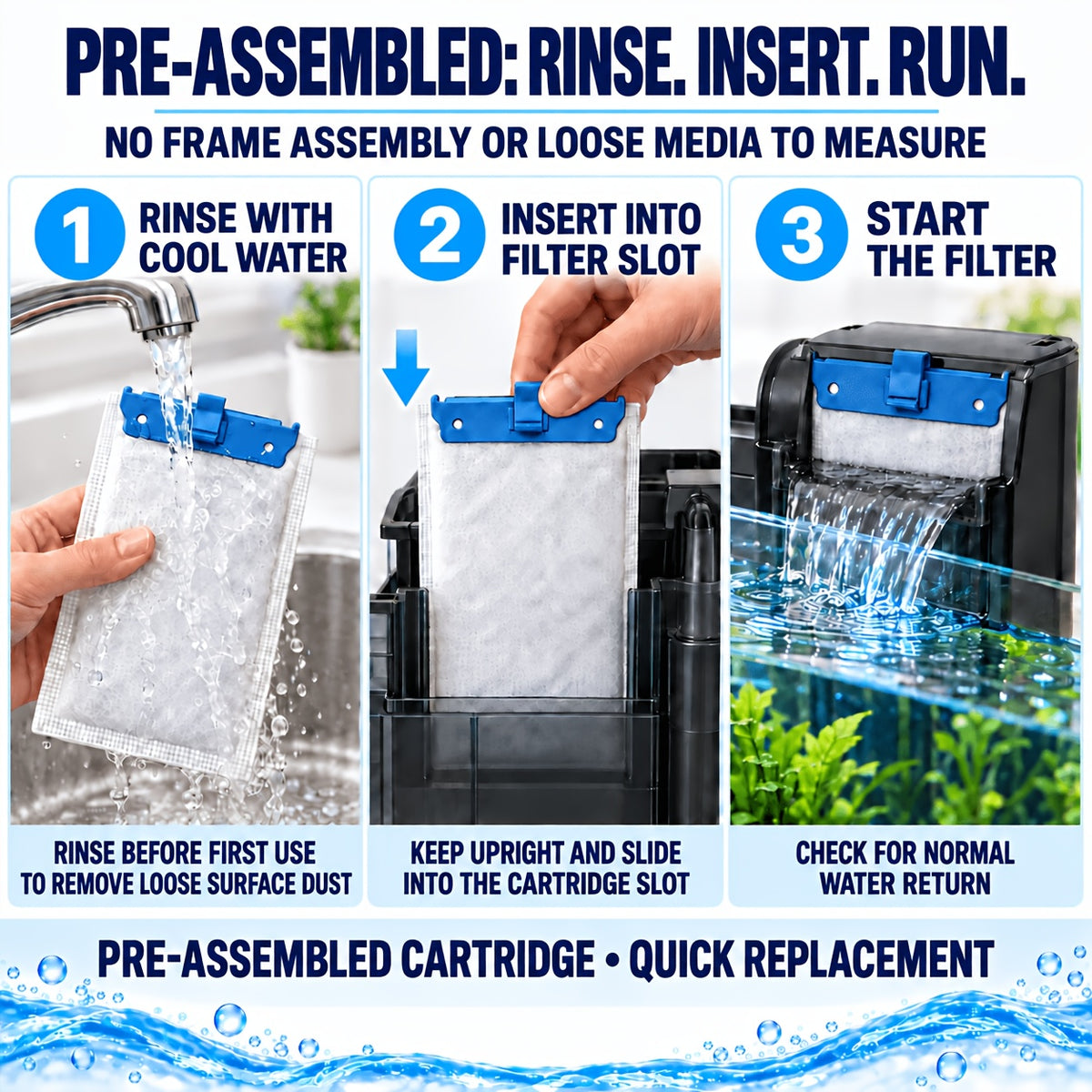 Medium Aquarium Filter Cartridges, 12 Pack Replacement Filters Compatible with Tetra Whisper Bio-Bag 10i, IQ10, PF10 and Tetrafauna ReptoFilter