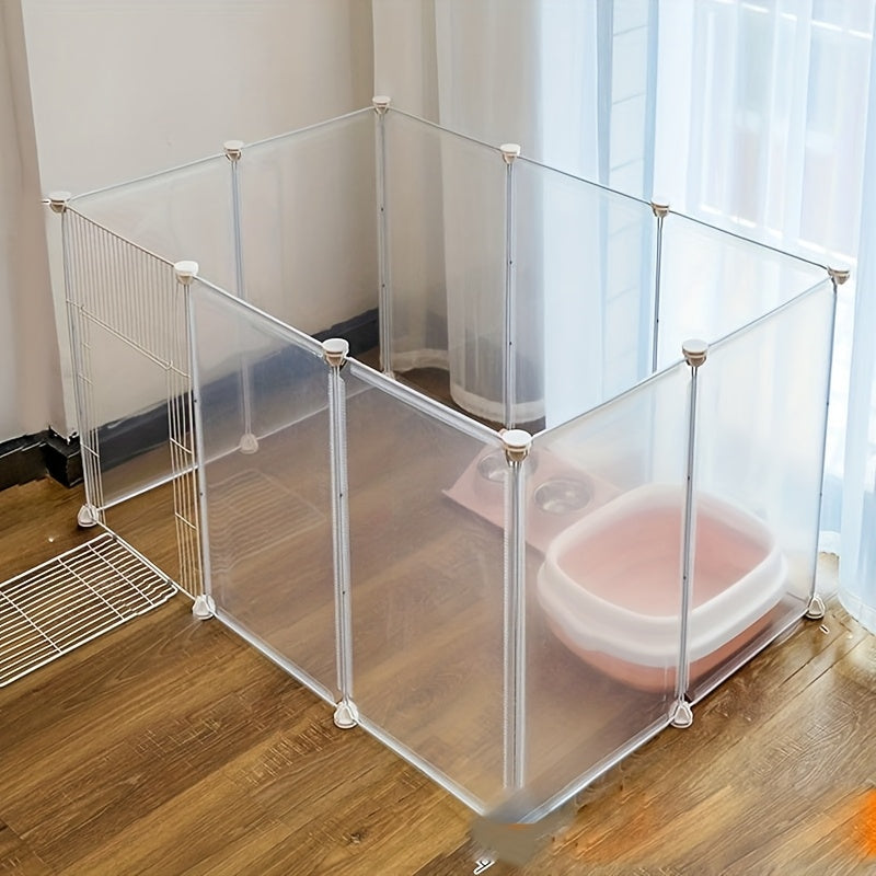 Indoor Pet Playpen with Translucent Panels, Modular Puppy and Rabbit Exercise Fence with 10 or 12 Piece Door Options and 16 Piece Option