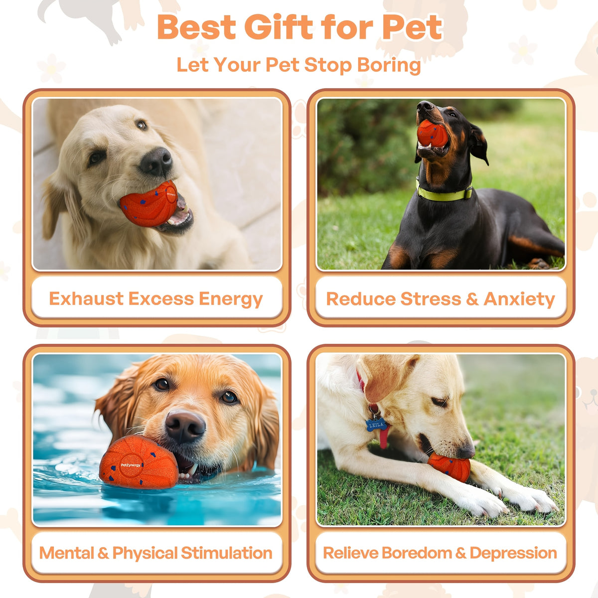 Interactive Dog Ball with Automatic Bouncing and Rotation, E-TPU Moving Chase Toy with Sleep Mode for Medium and Large Dogs