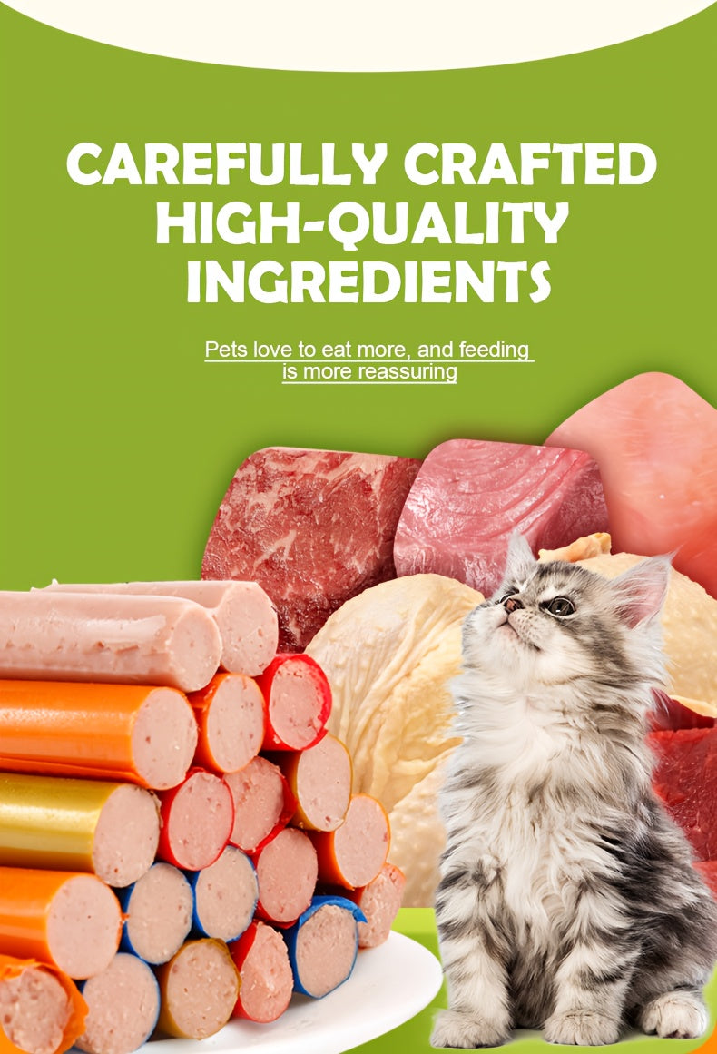 Cat Sausage Treats, Soft Snack Sticks in 16 or 32 Count Packs for Training Rewards and Bonding, Plus Chicken Duck Beef Fish Mixed Flavor Option