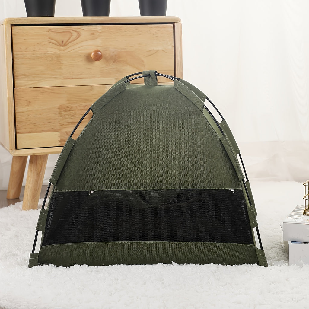 Portable Pet Sleeping Tent for Cats and Dogs, Fern Green 35 x 35 cm Cozy Nest with Solid Color Design for Home Bedtime and Supervised Travel