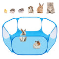 Portable Small Animal Playpen in Blue with Mesh Cover, Indoor Outdoor Pet Enclosure for Supervised Guinea Pig, Rabbit and Kitten Play