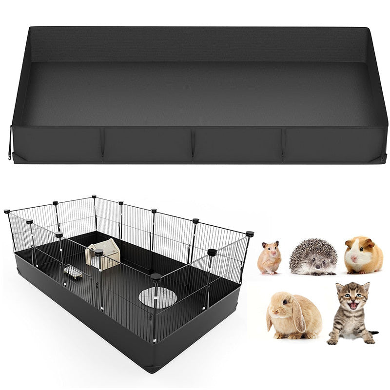 Small Animal Enclosure with Mat, Black Villa-Style Pet Fence for Supervised Indoor Play Areas and Outdoor Activity, Hamster Cage Model