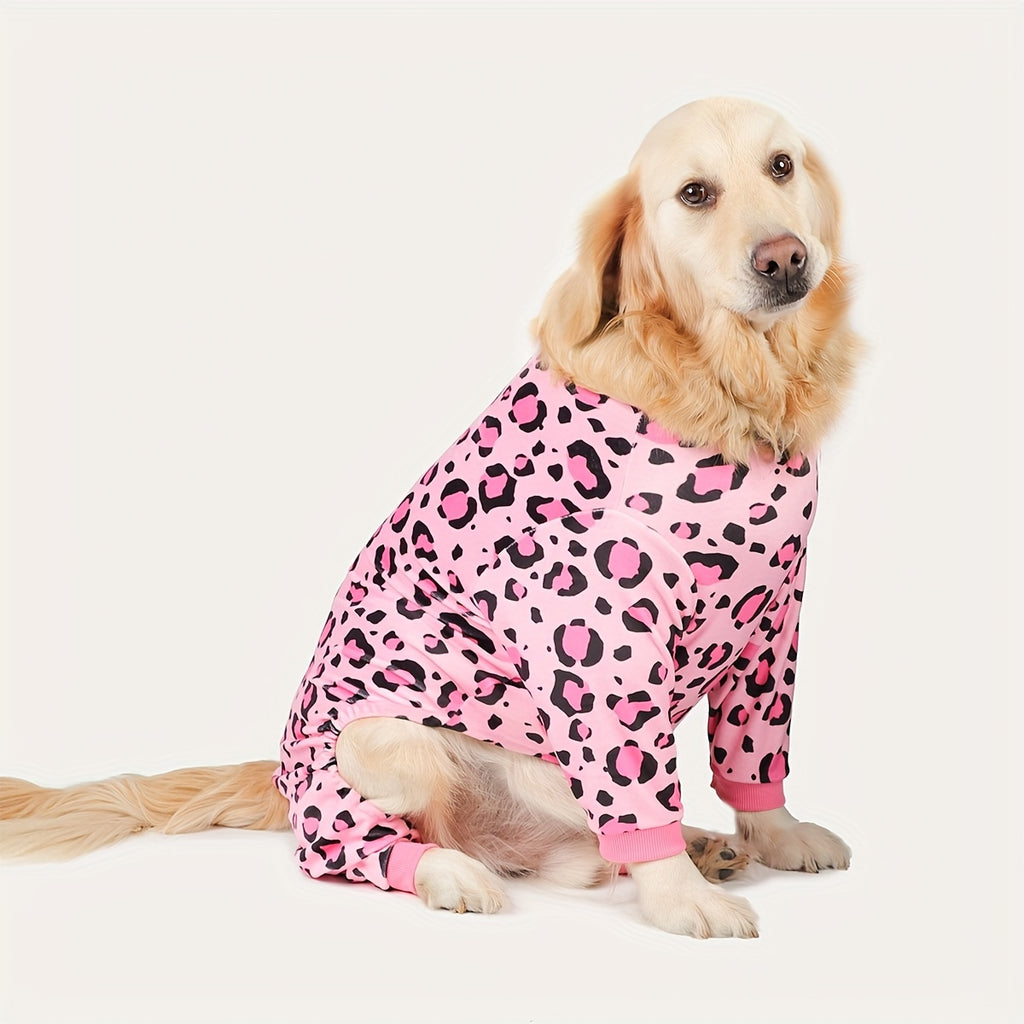 Pink Leopard Dog Apparel with Plush Styling, Pet Fashion Piece for Everyday Dress-Up, Birthday Photos and Dog Lover Gifts, Sizes XS to 4XL