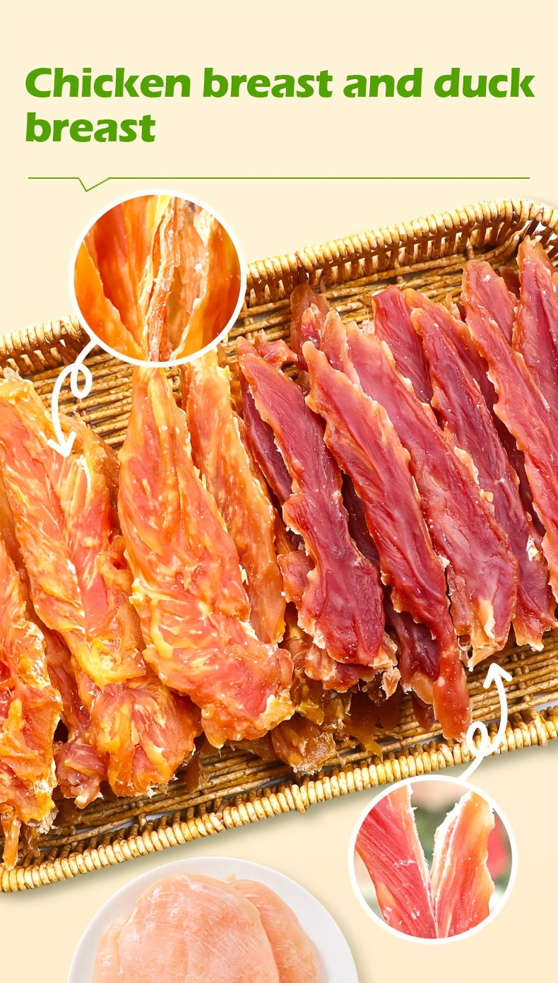 Chicken and Duck Dog Treats, 150g Air-Dried Dual-Blend Meat Slices for Supervised Training Rewards, Everyday Snacks and Dog Lover Gift Baskets