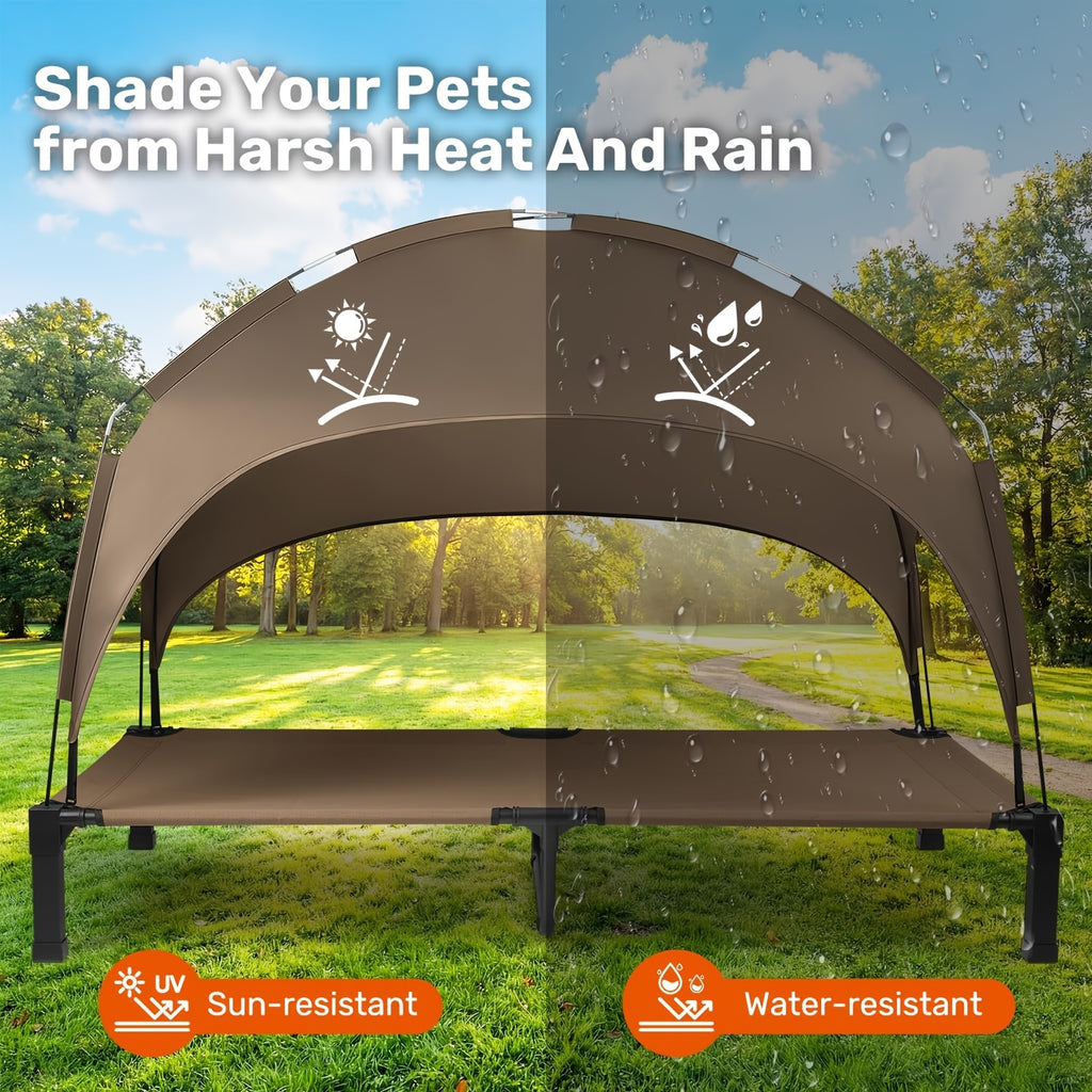 Outdoor Dog Bed with Removable Canopy, Portable Elevated Pet Cot in 42, 51 and 58 Inch Options for Dogs and Cats, Patio and Camping Rest