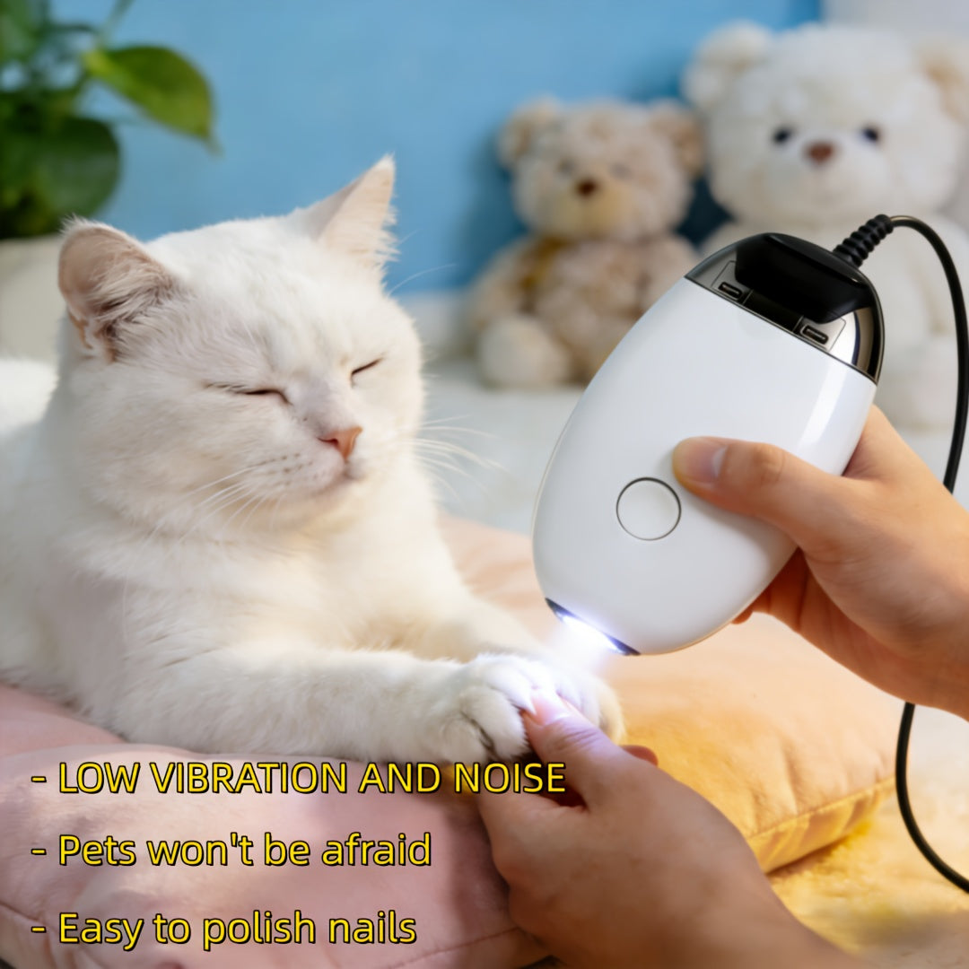 3-Speed Pet Nail Grinder for Dogs and Cats, Quiet Lightweight Electric Nail Trimmer for At-Home Paw Grooming with Plush Dog Toy