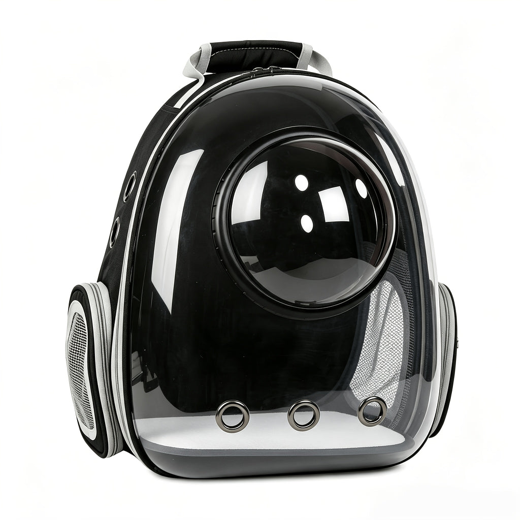 Cat Backpack Carrier in Black, Space Capsule Double Shoulder Pet Travel Bag with Black Transparent Model A Option for Everyday Outings
