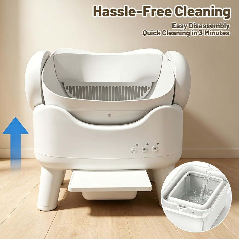 Self-Cleaning Cat Litter Box with Mat and 2 Bags, Large White Automatic Cat Toilet for Indoor Cat Care, Odor Control and Everyday Cleanup