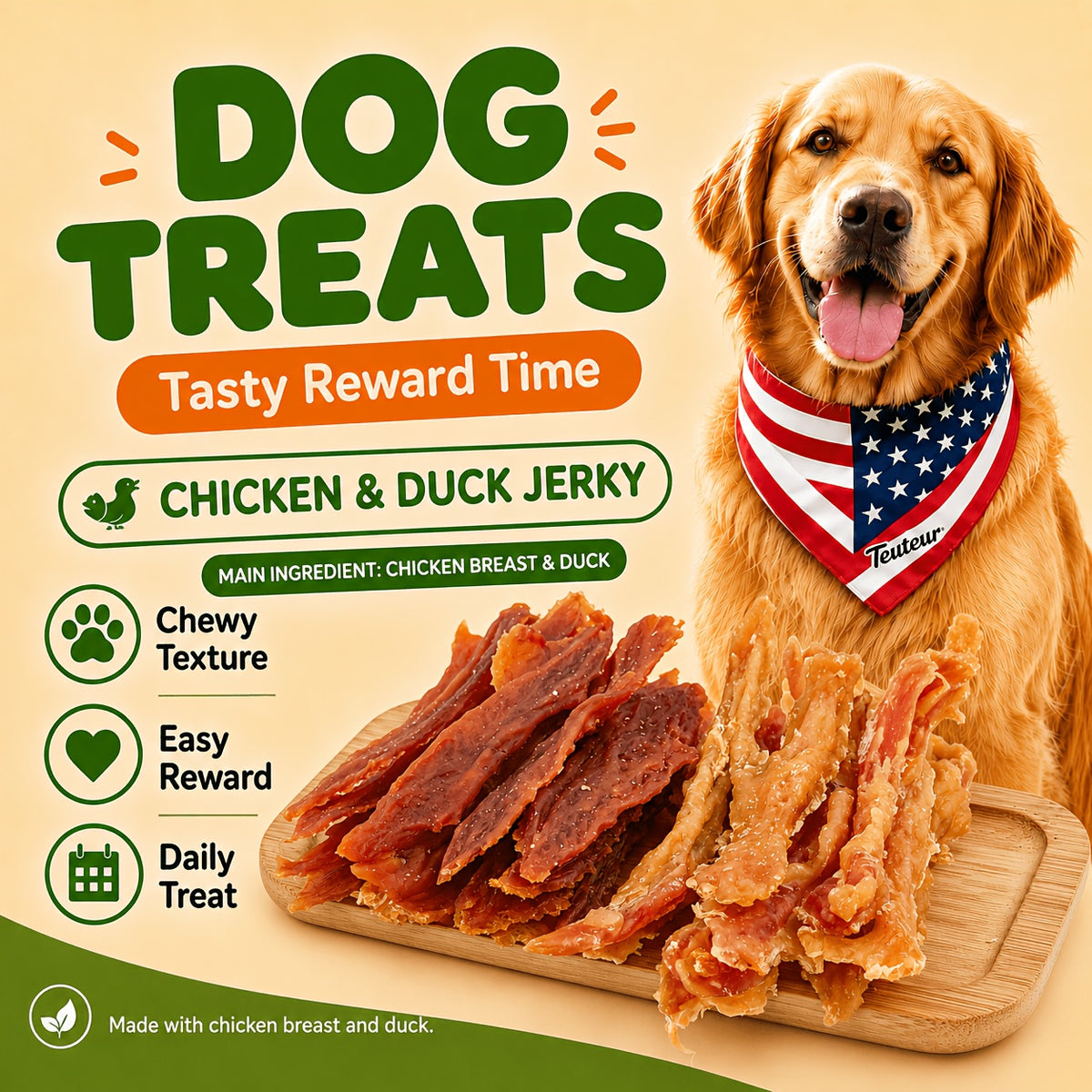 Air-Dried Dog Jerky Treats, Chicken and Duck Mixed Packs or Duck Sample Strips for Supervised Training Rewards, Walks and Everyday Snacks