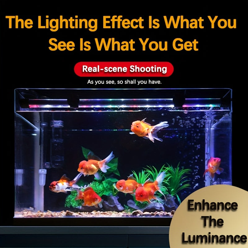 USB Aquarium LED Light Bar with Double-Row RGBW Illumination, Decorative Fish Tank Lighting in 14.96 and 18.90 Inch Options, No Battery