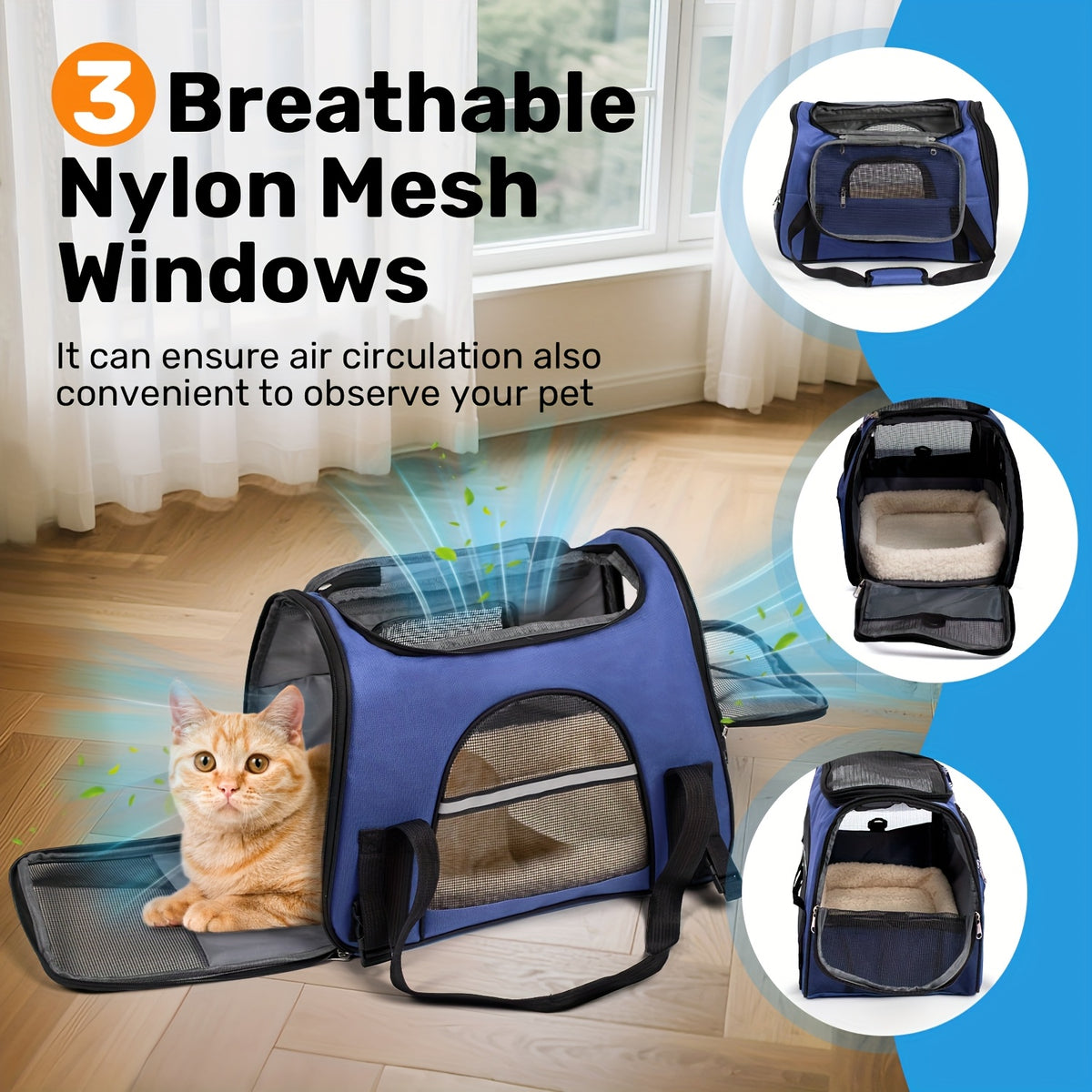 Foldable Cat Carrier Backpack with Zipper Closure, Ventilated Pet Travel Bag for Cats and Dogs, Seven Colors for Vet Visits and Everyday Trips