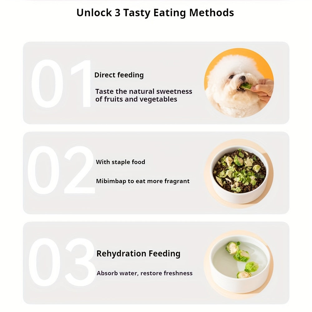 Freeze Dried Dog Treats with Fruit and Vegetable Options, Six Selectable Snack Styles for Supervised Training Rewards and Dog Food Toppers