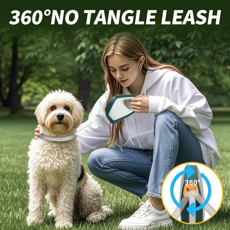 Heavy Duty Retractable Dog Leash for Large Dogs up to 110 lbs, Durable Nylon Walking Lead with One-Hand Brake, Pause and Lock Control