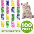 Cat Spring Toys 100 Pack for Indoor Cats and Kittens, Colorful Plastic Spiral Toys for Chasing, Batting and Supervised Interactive Play