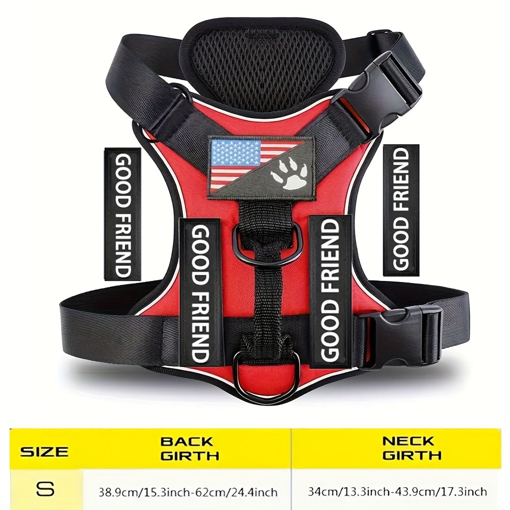 Service Dog Harness with 5 Removable Patches, Reflective Adjustable Soft Oxford Dog Vest with Inner Mesh Layer and ID System for Small Medium Large Dogs, Public Access and Mobility Aid Vest for Walking