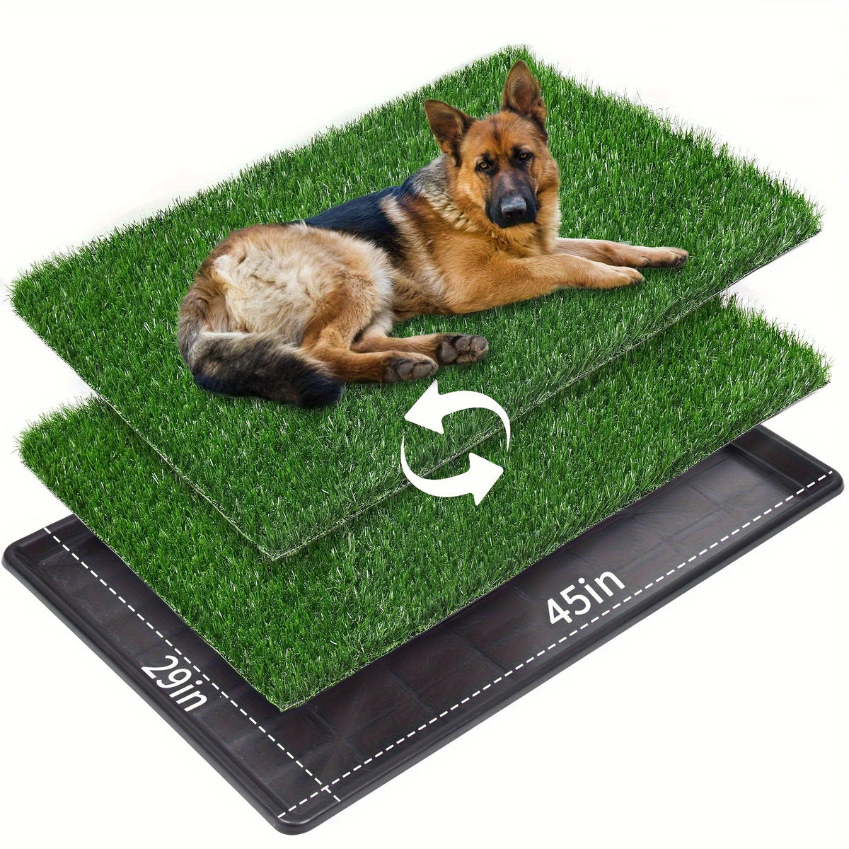 Artificial Grass Dog Potty with Tray and 2 Replacement Grass Pads, Washable Puppy Training Toilet in Three Sizes for Apartments, Balconies and RVs