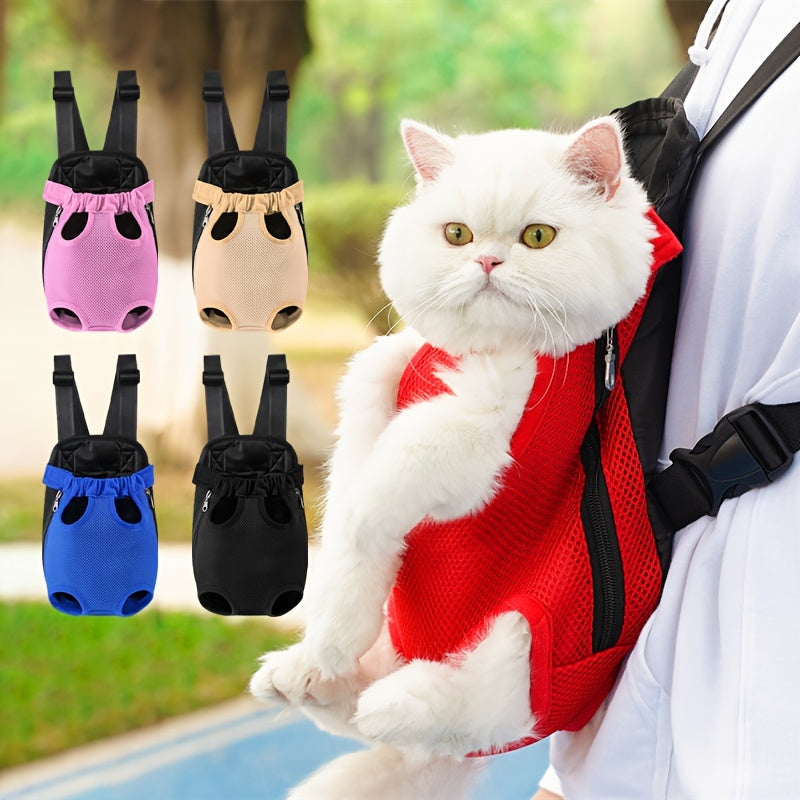 Dog Front Carrier Backpack for Cats and Small Dogs, Breathable Mesh Legs-Out Pet Carrying Bag with Adjustable Straps for Outdoor Walks