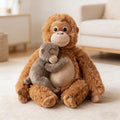 Plush Dog Toy Set, Orangutan Monkey Mom & Baby Cuddle Companions with Soft Fuzzy Texture for Gentle Indoor Play and Pet Lover Gifts