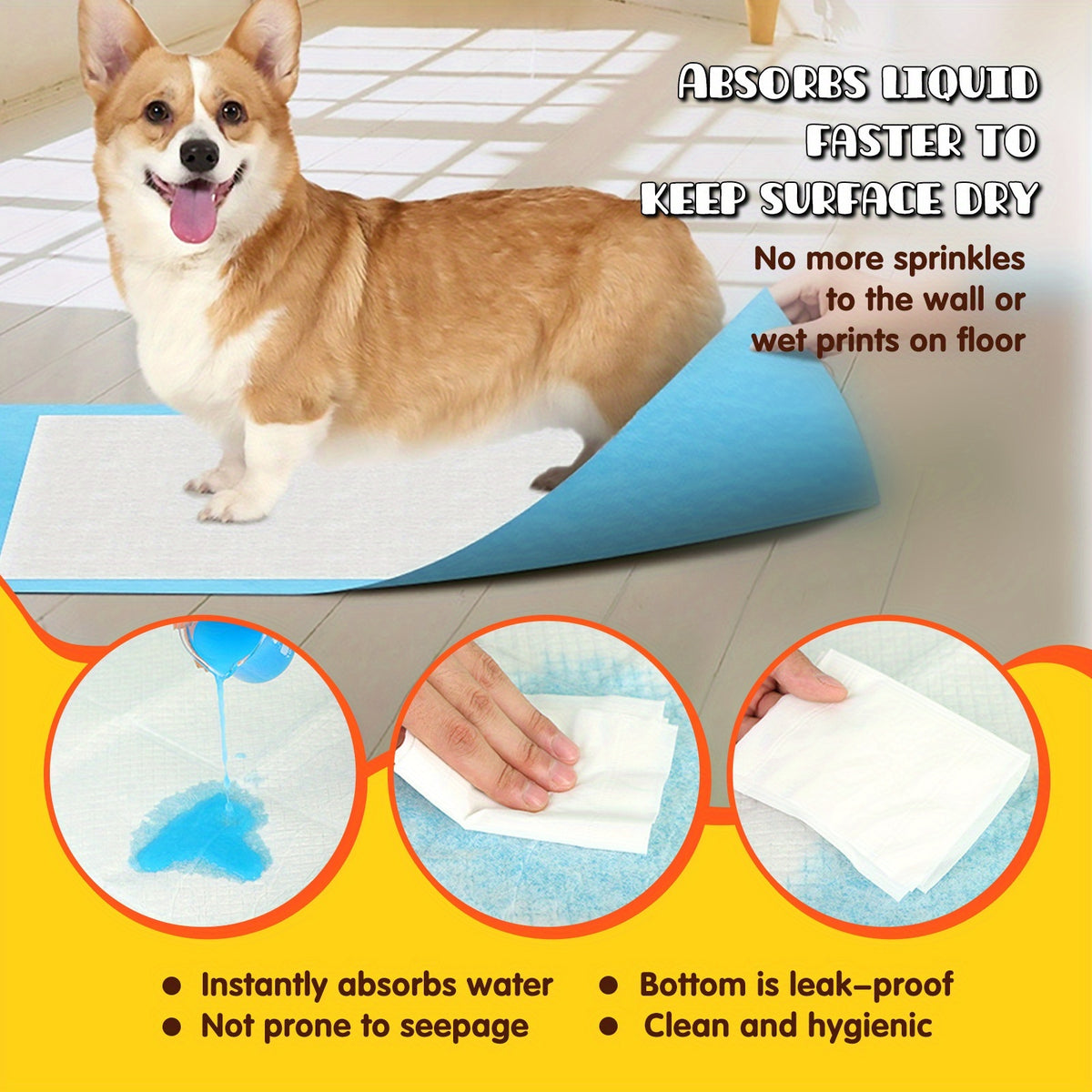 Dog Pee Pads 34 x 46 Inch, Extra Large 6-Layer Absorbent Puppy Training Pads with Leak-Proof Design for Indoor Potty Training and Daily Cleanup