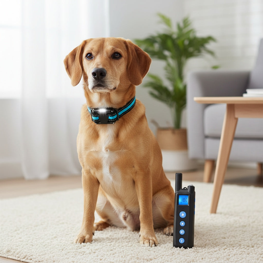 Dog Training Collar with Blue-Striped Nylon Strap, 2600ft Listed Remote Range, Sound, Vibration and Static Modes for Supervised Single-Dog Training