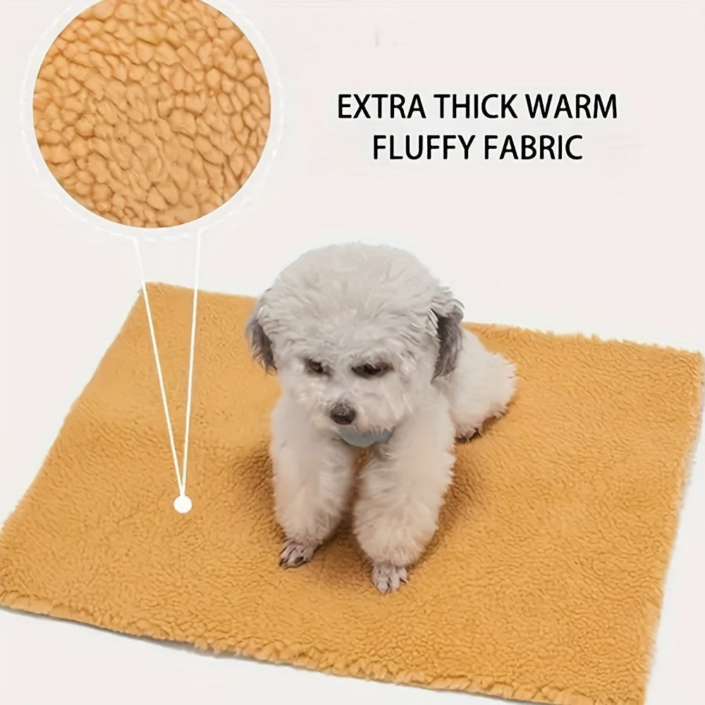 Self-Warming Pet Mat for Cats and Dogs, Soft Khaki Thermal Sleeping Pad with Reflective Layer, No Electricity Needed for Cozy Indoor Rest