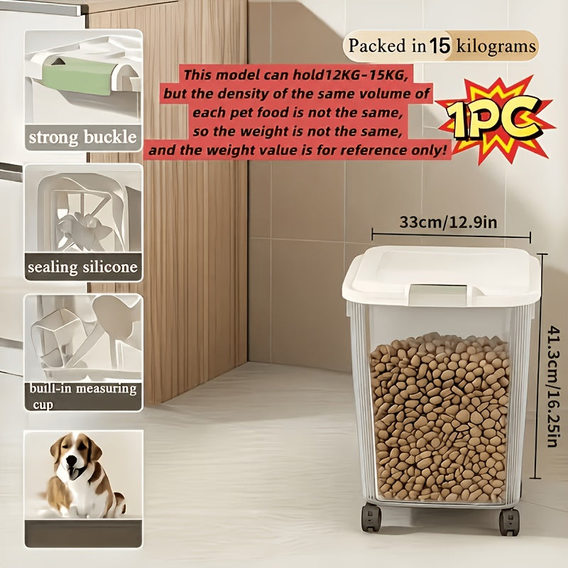 Pet Food Storage Bin with Locking Lid and Scoop, Airtight Dry Dog and Cat Food Container in 6.6 to 55.12 lb Options for Kitchen Pantry Organization