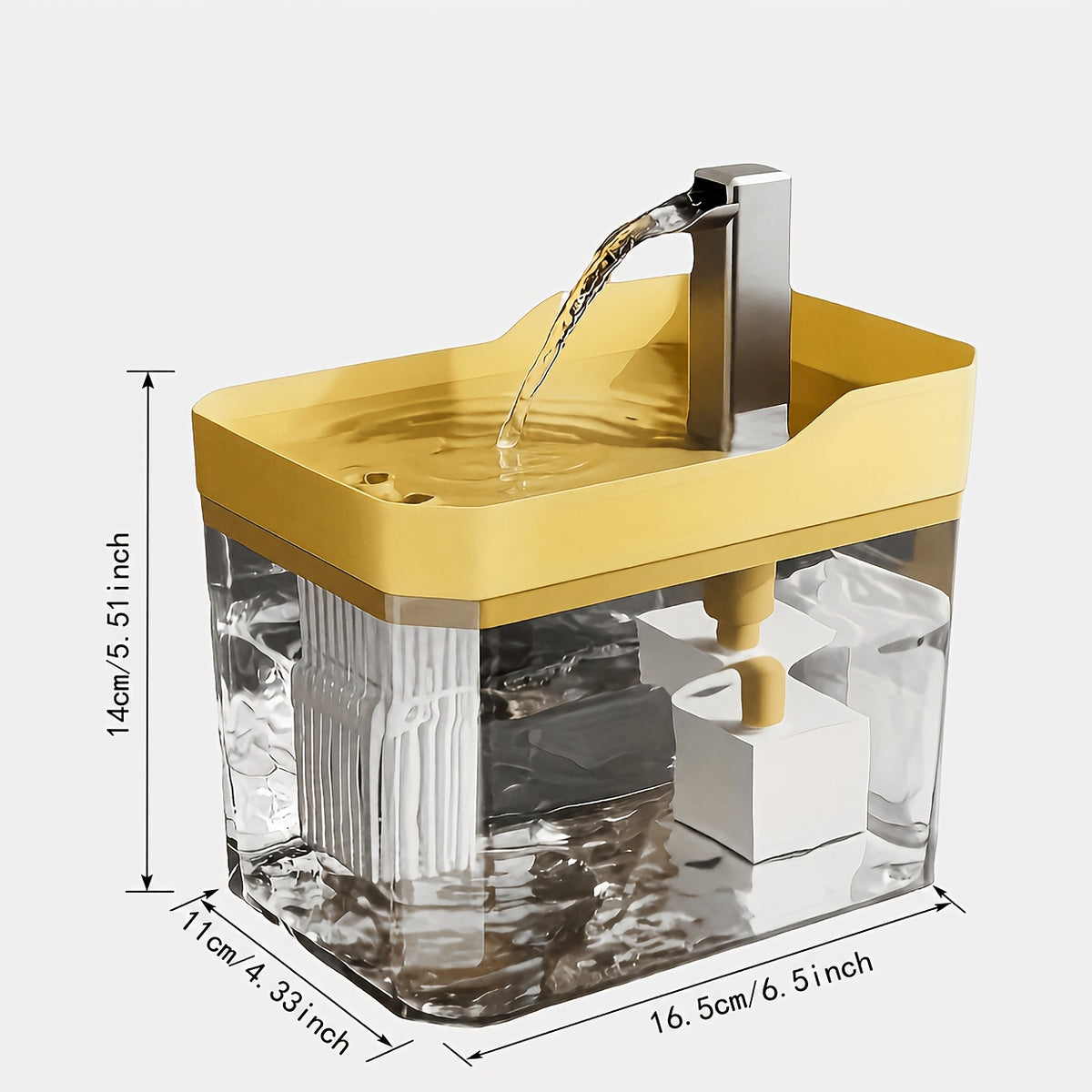 Cat Water Fountain with Faucet-Style Spout, Quiet USB Powered Filtered Pet Drinking Dispenser with Visible Water Tank for Cats and Dogs