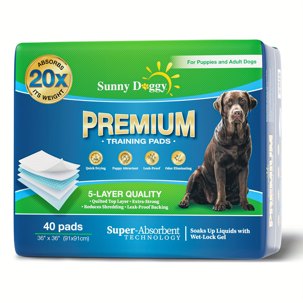 Dog Training Pads 36 x 36 Inches, 40 Count Disposable Absorbent Puppy Pee Pads with Odor Control and Leak Protection for Indoor Housebreaking