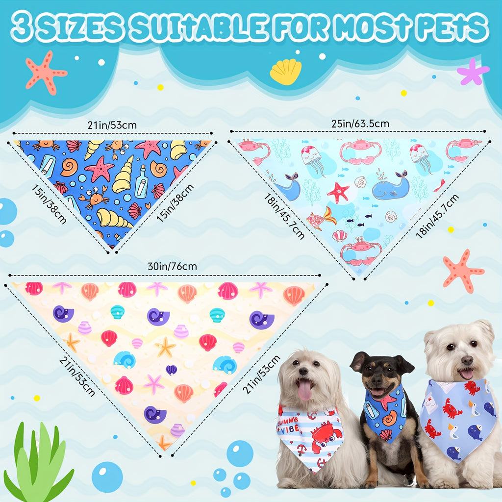 Hawaiian Dog Bandanas 100-Pack, Washable Adjustable Pet Scarves for Beach Outings, Luau Parties, Summer Photos and Dog Grooming Finishes