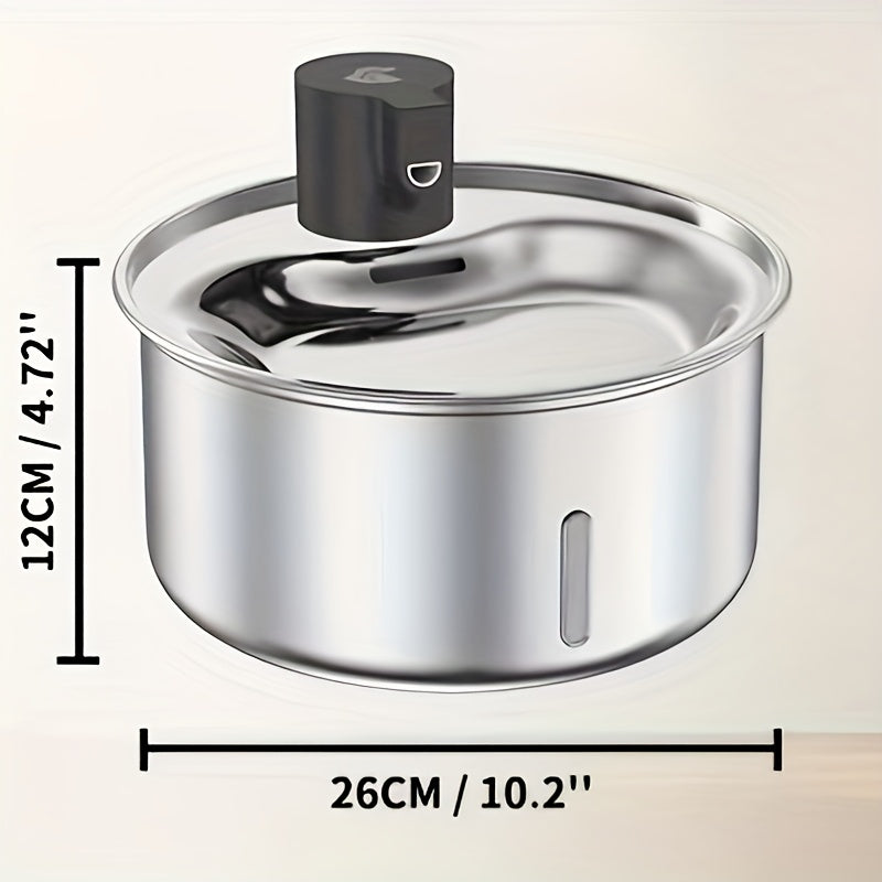 5L Stainless Steel Cat Water Fountain with Water Level Window and Red Blue LED Indicators, Quiet Pet Drinking Dispenser for Dogs and Cats with 2, 5 or 8 Filters