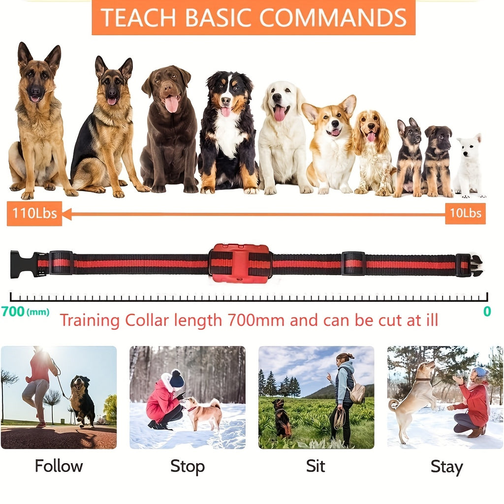 Dog Training Collar with 9-Level Adjustment, Rechargeable Remote E Collar with Tone, Vibration and Static Stimulation Modes in Red or Black