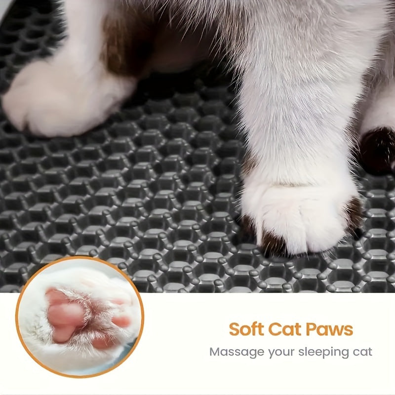 Cat Litter Catching Mat with Double-Layer Honeycomb Design, Waterproof Non-Slip Litter Box Floor Mat in Three Sizes for Everyday Scatter Control