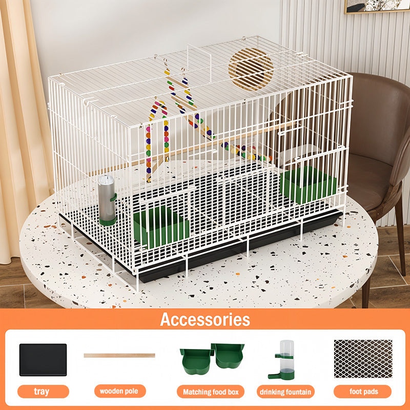 Folding Bird Cage for Indoor Use, Large Bird Housing with 5 Listed Additions, White, Black, Blue or Pink Options for Pet Bird Owners