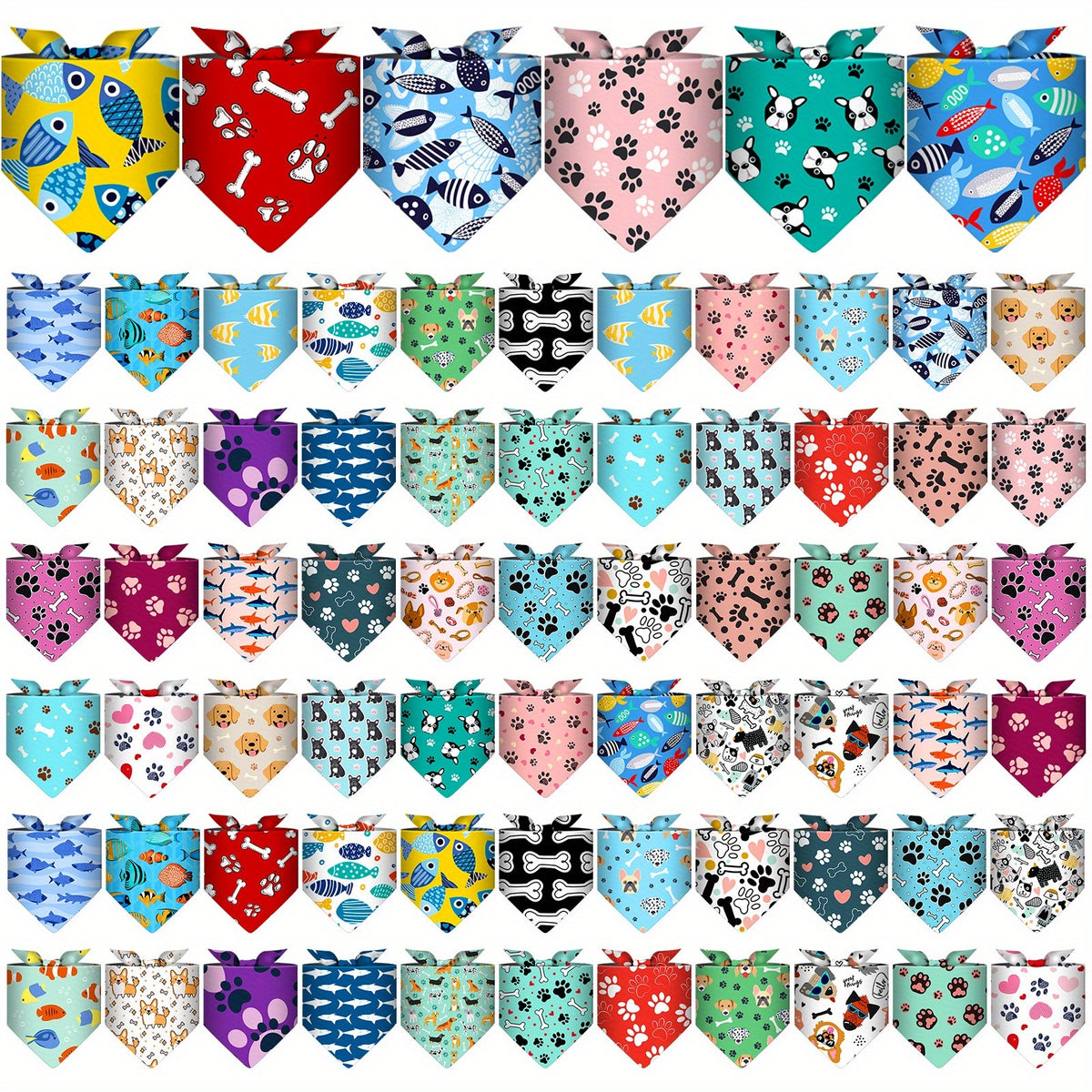 Bulk Dog Bandanas 72-Pack, Adjustable Triangle Pet Scarves and Costume Bibs for Grooming Finishes, Birthday Parties and Dog Photo Outfits